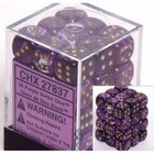 Chessex Dice (36) Block Sets 12mm D6 Vortex Purple w/ Gold 36 Die Set CHX 27837