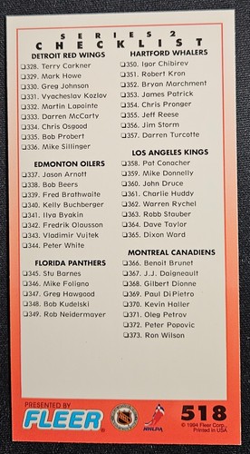 1993-94 Fleer PowerPlay Hockey Cards Pick/Choose/Complete Mint - Picture 429 of 433