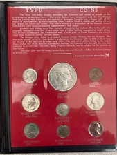 US 20th Century Coin Type Set, 24 coins- 14 silver, book style folder
