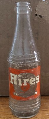 Vintage Hires Root Beer Bottle   ACL Label   ''Real Root Juices''   Dated 1940s/50