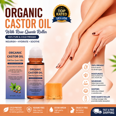 #ad 1Bottle Organic Golden Castor Oil Roll On with Rose Quartz for SkinHairamp;Wrinkle $9.77