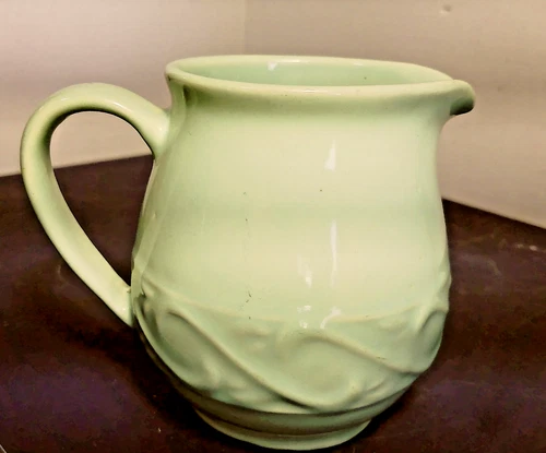 McCoy Art Pottery Stoneware Teal Turquoise Creamer 4.5"