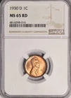 1930-D Lincoln Wheat Cent NGC MS-65 RD