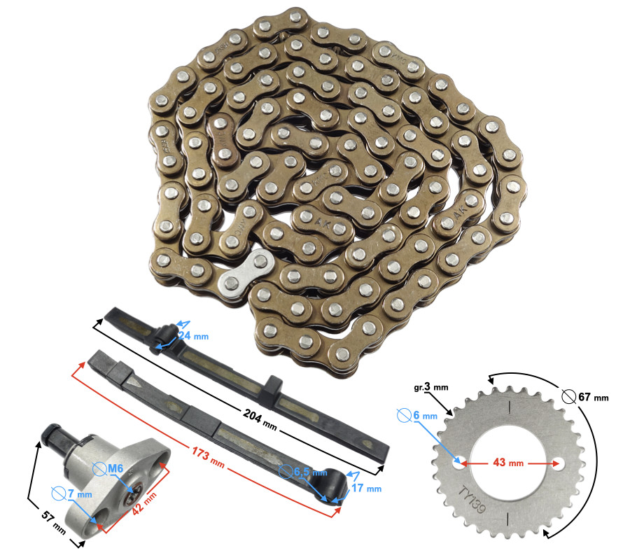 Jeu de distribution GT 125 anti-usure pour moteur synchrone