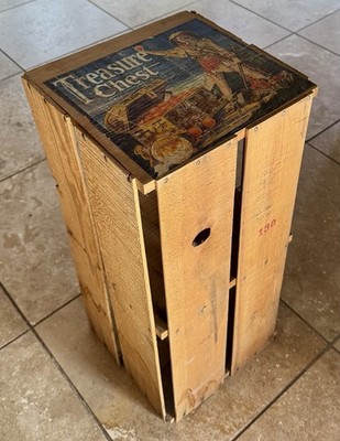 Vintage TREASURE CHEST Sunkist Orange Wood Fruit Crate Pirate Pinup Jewel Chest