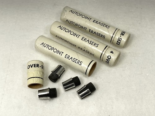 nos AUTOPOINT Mechanical Pencil ERASERS ~ 4ea OVERSIZE BLACK ~ $5 ship+Free