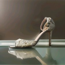 Kate Spade Ivory Flower Lace Wedding Sandal Ankle Strap Heel Size 8.5M PeepToe