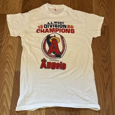 Vintage California Angels T-Shirt Large Single Stitch Cotton Graphic 1986 Champs