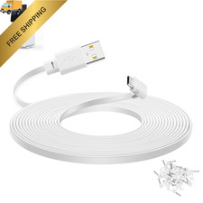 Smays 20 ft Cable for WYZE Cam Pan v3 Camera, Flat Micro USB 20 feet, White