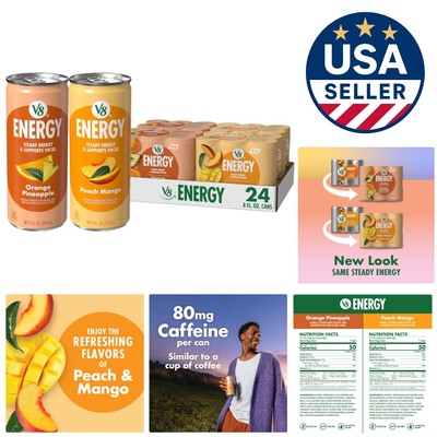 Delightful Energy Drink Variety 24 Pack - Peach Mango & Orange Pineapple Flavors
