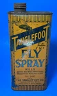 Vintage Qt Tanglefoot Fly Spray Advertising Tin Can Mich Sign Gas Oil Auto Empty