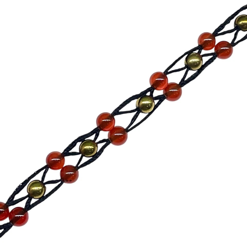 19.1cm Rot Onyx Perlen Armband Handgemacht 4mm Edelstein Boho Stil Schmuck - Bild 3 von 4