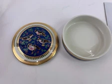 Mikasa Twelve Days of Christmas Four Calling Birds Covered Trinket Box Gold NEW