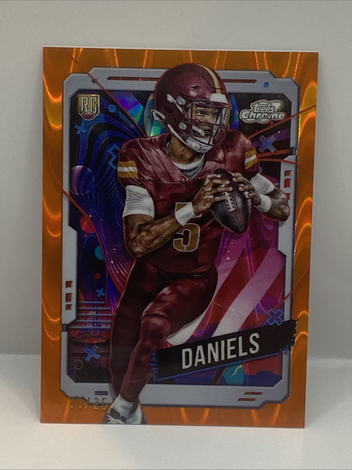 2024 Topps Chrome Cosmic #196 Jayden Daniels Orange Lava Rookie RC #11/25 SP SSP
