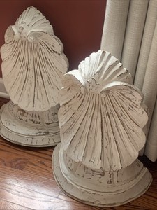 SHELL WALL  SHELVES XL  PAIR CARVED WOOD VTG