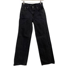Denim Forum The Farrah Lo-Rise Wide Jeans Womens 23 Black Wide Leg Indie Y2K