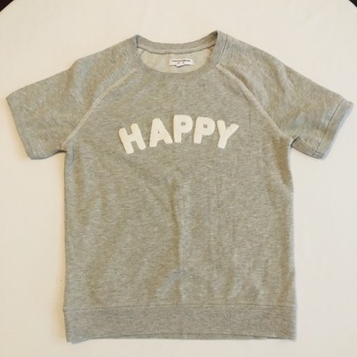 Grayson Threads Gray 3D HAPPY Short Sleeve Women s Top XS Athletic Academia NWOT