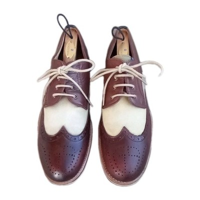 G STAR RAW Footwear Oxford Ivory  Brown Wing Tip Leather And Canvas Men Size 11 