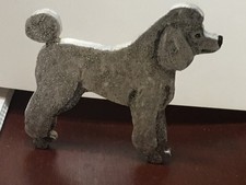 Handmade Wooden Handpainted Free-Standing GREY POODLE  Sparkly  Ornament/Magnet