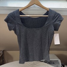 Camicia Numi donna S grigia cropped scollo a scoop manica corta consapevolmente gentile nuova con etichetta