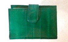 AUTHENTIC GENUINE EEL SKIN LEATHER SEA GREEN CREDIT CARD ORGANIZER / WALLET NEW