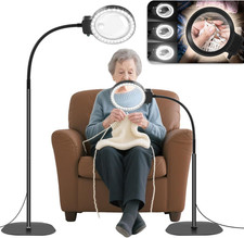 10X 30X Floor Magnifying Glass with Light and Stand,36 LED Flexible Black