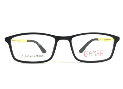 Game Specs Kids Eyeglasses Frames GAME OVER BLACK Yellow Rectangle 49-17-130