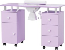 Rolling Manicure Table Nail Desk Nail Table Station with Dust Collector /Drawers