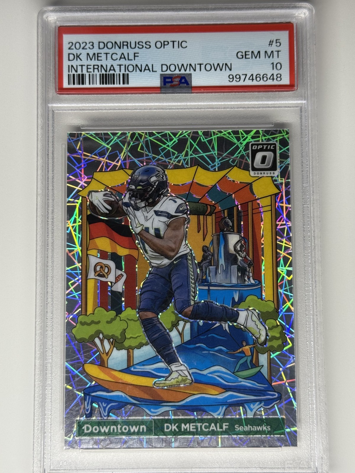 2023 Panini Donruss Optic International Downtown DK Metcalf PSA 10