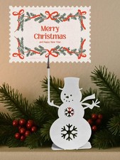 Snowman Photo Clip & Card Holder, Place Card Holder - Made in USA