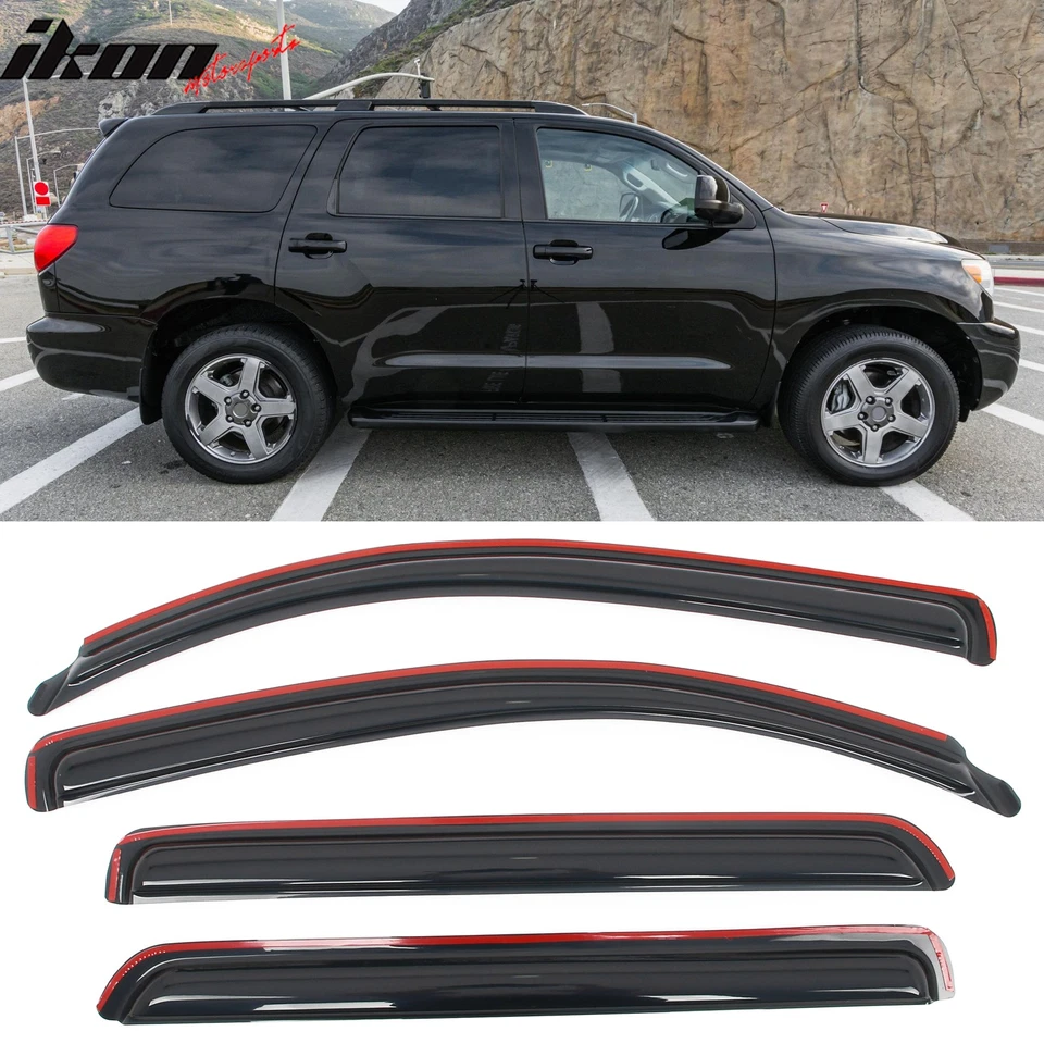 Fits 08-22 Toyota Sequoia In-Channel Side Window Deflectors Acrylic Rain Shade