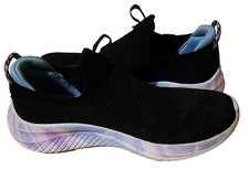 SKECHERS AIR COOLED MEMORY FOAM GIRLS SIZE 1 BLACK MESH SLIP ON PRE-OWNED VGC
