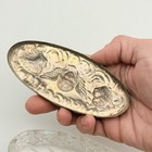 Vintage Cherub Putti Oval Trinket Box Pressed Glass Dresser Vanity Jewelry Box — photo 4