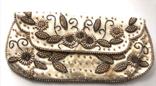 VTG 1960's Beaded Silk Clutch Purse, 5x9"