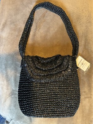 Walborg  Handmade Woven Black Shoulder Bag for Women with Snap - Japanese Made