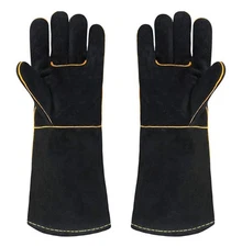 Welding Gloves Heat Fire Resistant Grill Leather Work Glove BBQ Oven Blacksmith