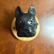 Metal Dog Head Wall Hook Rustic Wood Base decorative