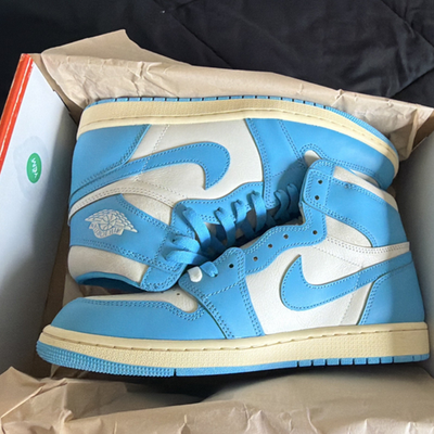 #ad Jordan Air Jordan 1 Retro High OG UNC Blue White Leather High Top Sneakers $104.38
