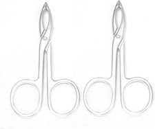 2 Pieces Tweezers Scissor Handle Straight Tip Scissor Shaped Eyebrows Tweezers f