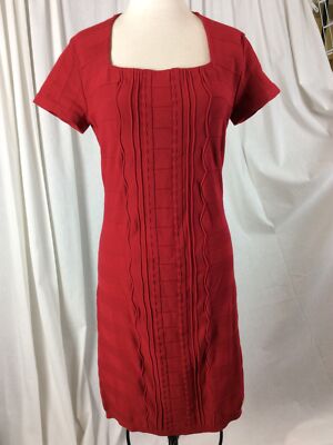 Escada Red Knit Dress Bodycon Medium NWT