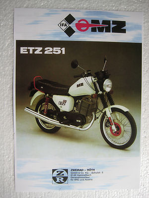PROSPEKT Werbung DATENBLATT MZ ETZ 251 DDR-Motorrad IFA Zschopau Export-Import