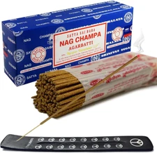 TRUMIRI Incense Stick Holder Bundle with Satya Sai Baba Nagchampa 250g Bulk Ince