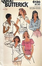 1970's Butterick Misses' Blouse Pattern 6120 Size 12 UNCUT