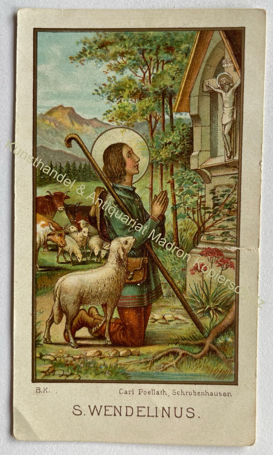 orig. Andachtsbild Andachtsbildchen Gnadenbild um 1890 St. Wendelin Heiliger