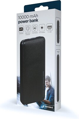 Powerbank 10.000 mAh schwarz von Gembird 2x USB Ausgang (nagelneu und OVP)
