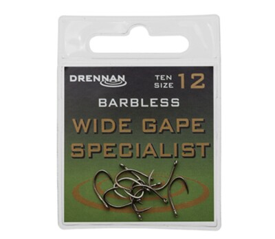 DRENNAN WIDE GAPE SPECIALIST BARBLESS  EYED HOOKS - 10 per pack