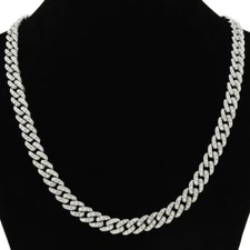 Real 8mm MOISSANITE Miami Cuban Link Chain Necklace Bracelet 925 Sterling Silver