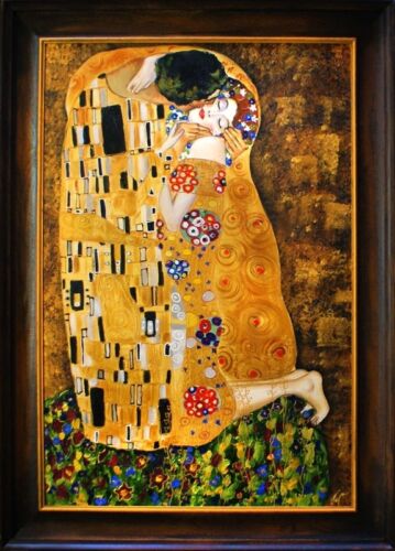 Gustav Klimt - Der Kuss -105x75Ölgemälde Handgemalt Leinwand Rahmen Kunst G16569 - Bild 1 von 3
