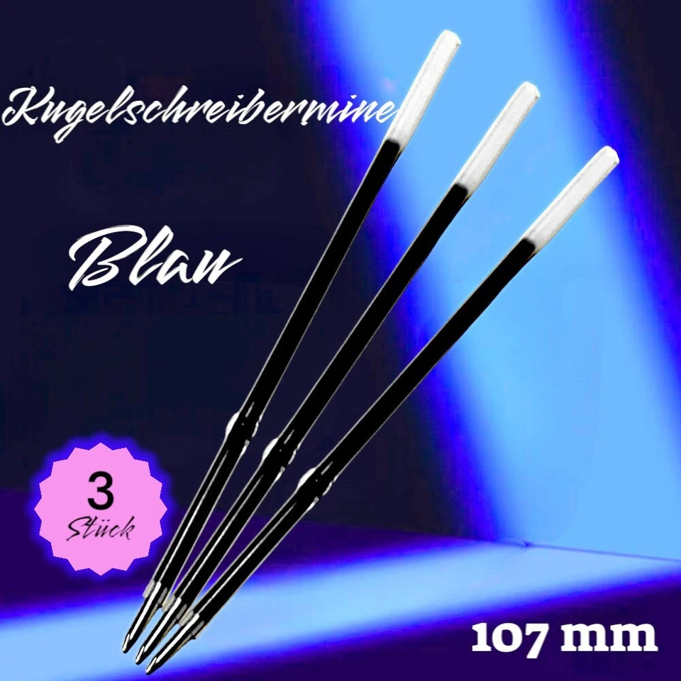 3x Kugelschreibermine 10,7 cm Mine Ersatzmine Schreibmine Kulimine Blau 