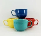 set 4 JUMBO soup chili MUG scarlet sunflower turquoise PEACOCK NEW FIESTA 180Z.